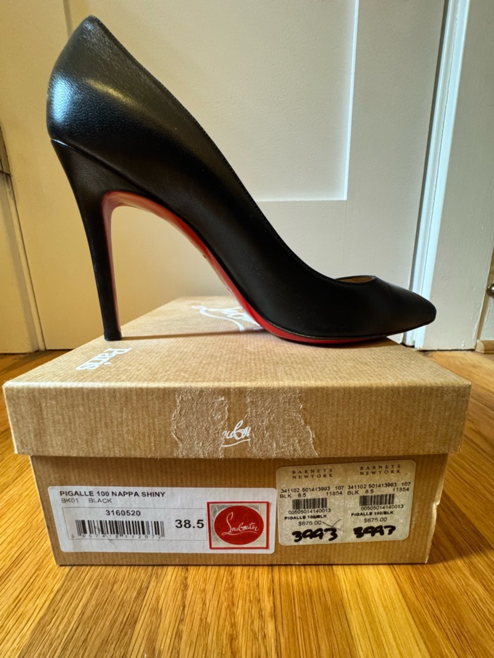 Christian Louboutin Pigalle 100 Nappa Shiny Black Heels
